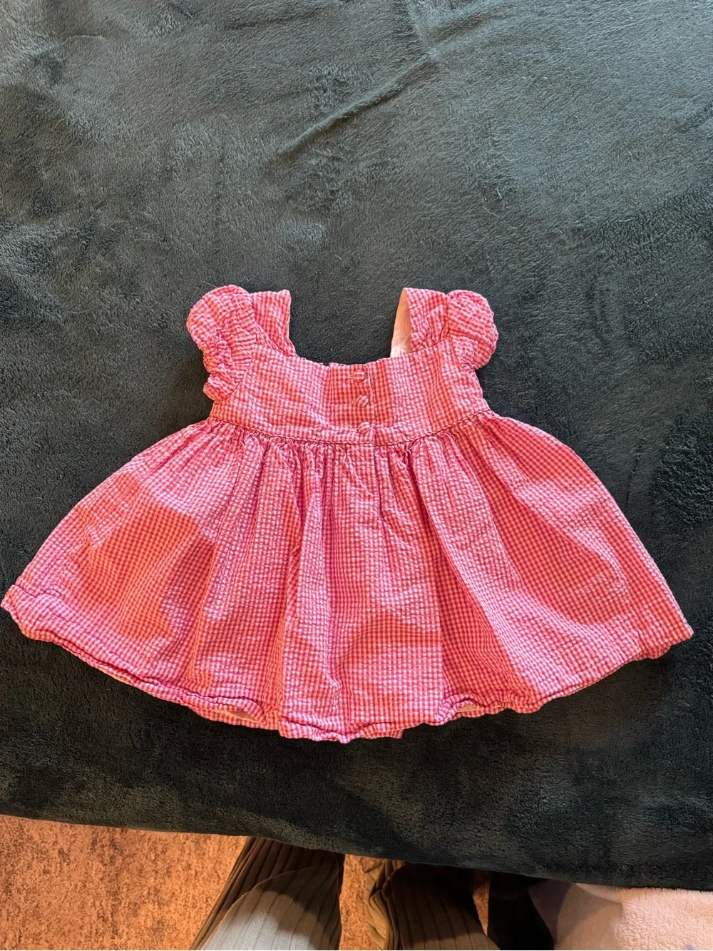 Ralph Lauren Pink Gingham Smocked Flutter-Sleeve Dress